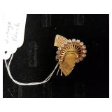Vintage Brooch 12K & Diamond Rhinestone