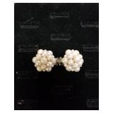 Vintage Pearl Clip-on Earrings Signed Japan