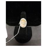 Ornate Abalone Oval Ring Marked 925 Size 7