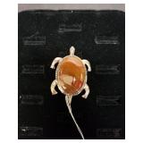 Vintage Natural Jasper Handmade Turtle Broach