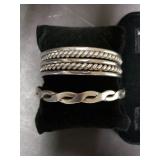(2) Vintage Heavy Silver Tone Cuff Bracelets