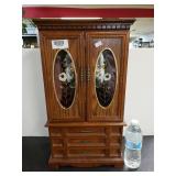 Tall Wooden Tabletop Jewelry Box W/doors And