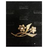 Sterling +14K Floral Broach