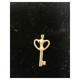 14KT Gold Key Shaped Pendant