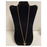 18K Gold Necklace w/cherub pendant (both pieces