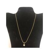 Ladies Necklace W/small Two-tone Pendant Marked