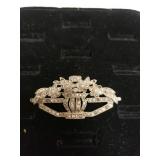 Sterling Silver Floral Basket Broach