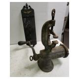 Vintage Table Hand Grinder & Decorative Eagle