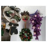 Purple Christmas Tree, Holly Tree & Wooden