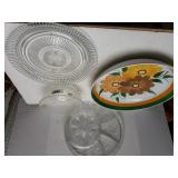 Green/orange Serving Bowl, Glass Bowl & Serving