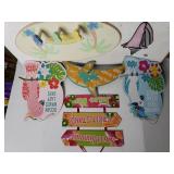Assorted Beach Signs & Seashell Window Decor