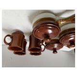 Brown Glass Mugs & Mini Crock Pots