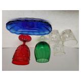 Red, Blue, Green & Clear Glassware
