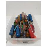 Container Of Assorted Screwdrivers