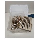 Assorted Silver Like Flatware & Mini Knives