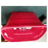 Red Storage Bin With Assorted Stuff
