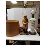 Fisherman Lamp, Beige Lamp Shade & Flower Lamp
