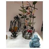 Hummingbird Feeders & Pot Display, Rabbit Statue,