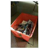 Storage Tote Of Keyboards And Cables