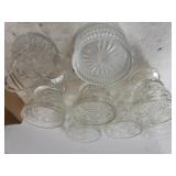 Beveled Punch Glasses,  Coaster,  Small Pitcher