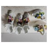 Flowered Shoe, Floral Basket & Hand Painted Swan