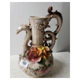 Large Flowered Swan Vase