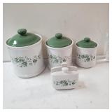 3 Piece Green Ivy Set With Matching Napkin Holder