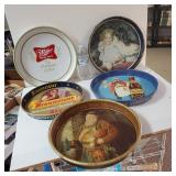 Five Vintage Metal Beer Trays