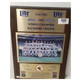 1983 World Champion Baltimore Orioles Plaque