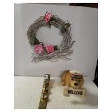 Rose Wreath,  Bell Door Hanger, Nautical Dog