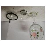 Hand Painted Vase, Glass Silver Like Candy Dishes