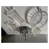 Vintage Cruet 5 Piece Set, Glass Butter Dish,