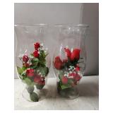 Glass Globes With Red Flowers