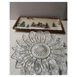 Snow Valley Decorative Serving Plate & Glass