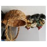 Large Basket, Mr. & Mrs. Stuffed Chicken Figures