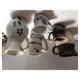 Brown Pitchers, Blue Flowered Ceramic Vase,
