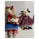 Cow Doll & Girl Doll With Teddy Bear