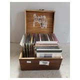 Assorted  CDs & Wooden Whiskey Box