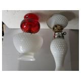 Red Kerosene Lamp & White Bubble Lamp