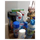 Assorted Cleaning Supplies, Bug Spray,  Sunscreen