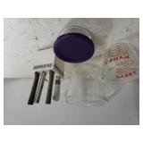 Measuring Cups, Assorted Knives, Small Pyrex