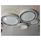 Blue Trimmed Corelle Plates, Bowls, Saucers
