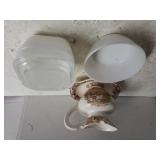 Fire King Ware, White Bowl, Brown Wash Bowl &