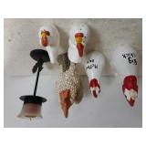 Rooster Figures,  Salt/pepper Shakers,  Candle