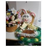 Easter Wreath, Rabbit Hat Decor, Basket