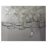 Glass Pitcher & Silver Rimmed Glass Stemware