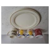 Assorted Coffee Mugs & Plastic Plates