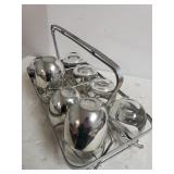 Silver Glass Carrying Tray With Pewter Shell &