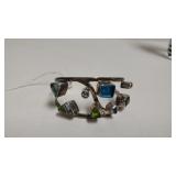 Ladies Cuff Bracelet W/colored Stones - Marked