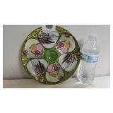 Decorative Oyster Plate - Flowers & Mountains